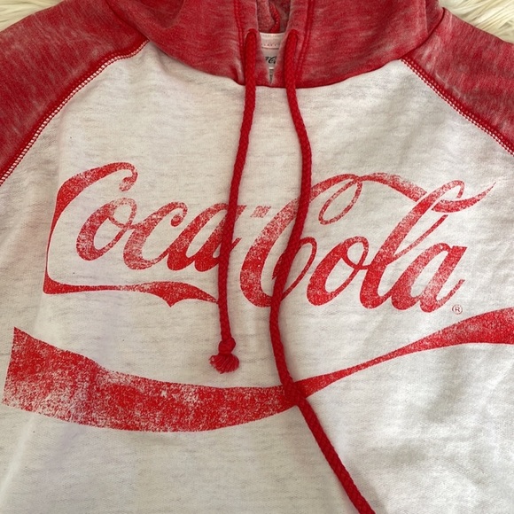 Coca Cola red white drawstring lightweight hooded sweatshirt hoodie shirt top L - Picture 9 of 16